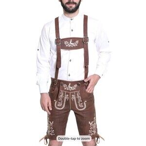 Authentic Lederhosen Oktoberfest Trachten Short German goat Leather US 44  B5